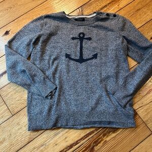 Nautica Gray Crew Neck Sweater with Anchor Design